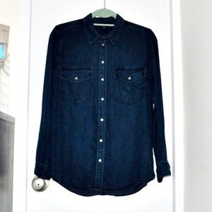 NWOT Club Monaco Dark Wash Chambray Button Down Shirt